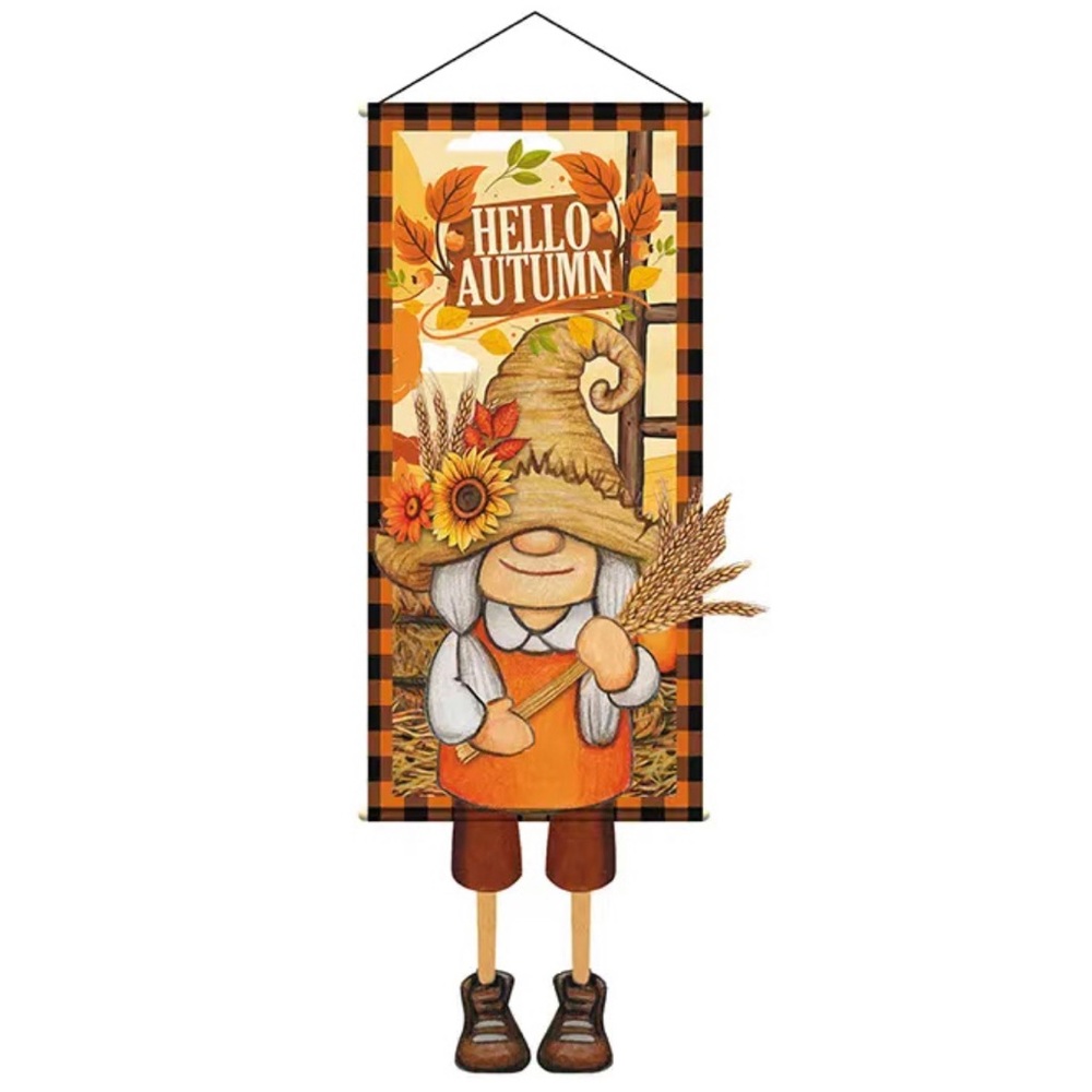 Thanksgiving Autumn Gnome Door Banner 45x15.75